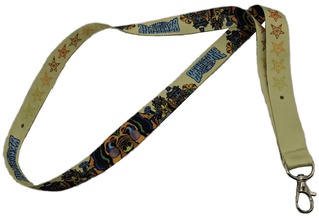 Bedrucktes Lanyard mit buntem Aufdruck. Printed lanyard with colourful design