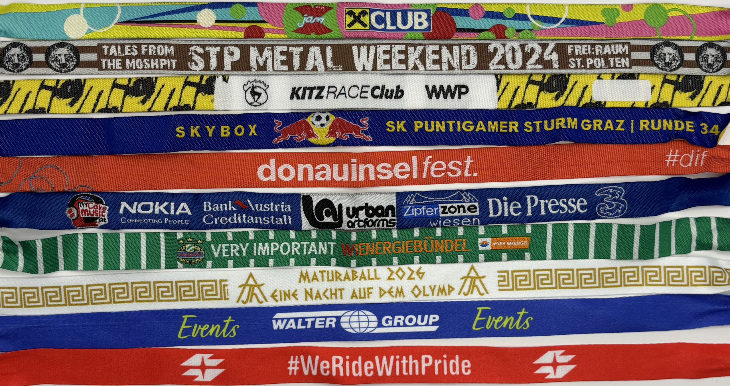 Individuell gestaltete Festivalbändchen, RFID-Armbänder, Kontrollbänder und Einlassbänder für Festivals, Konzerte, Sportveranstaltungen und Events in Österreich
